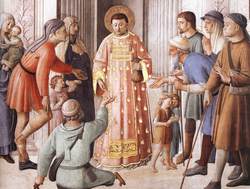 St Lawrence distrutes money to poor Fra Angelico.jpg